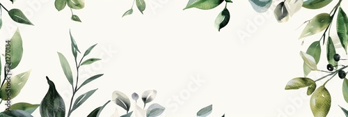 Romantic Watercolor Wedding Invitation with Herbs Generative AI