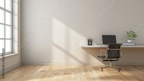 Room With Desk, Chair, and Potted Plant