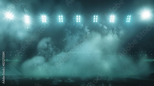 Bright stadium arena lights and smoke  Generative AI