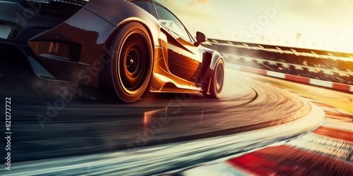 Sport Car Raceing on race track, Car wheel drifting,