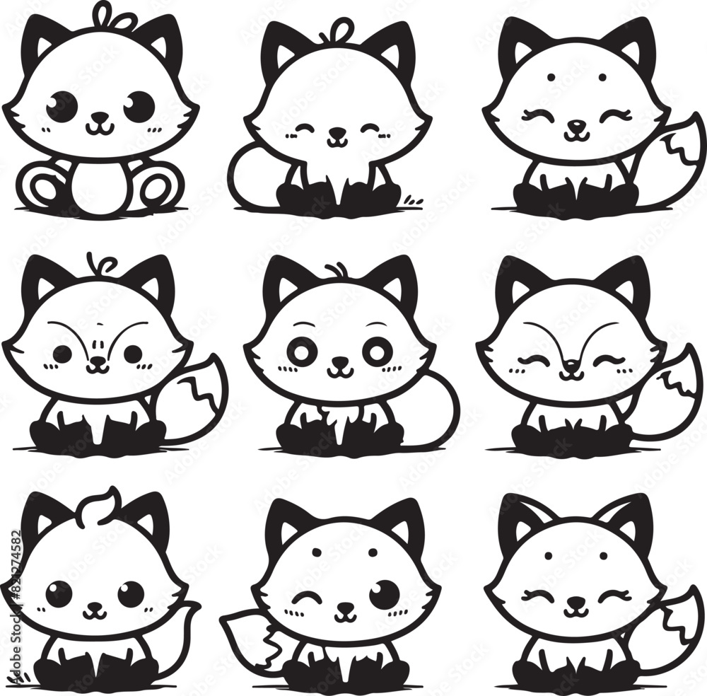 cute fox bundle vector cute fox bundle vector