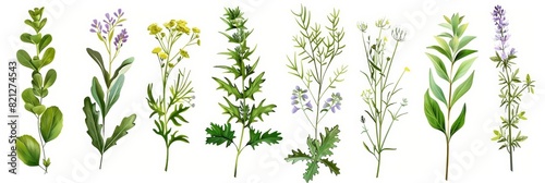 Vibrant Wild Herbs Set for Garden and Floral Designs Generative AI