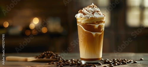 A Cup of Coffee With Whipped Cream and Coffee Beans