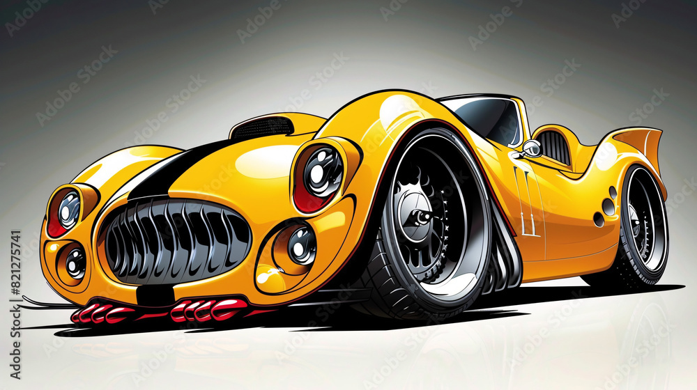 Futuristic Concept Car Illustrated in Bold and Dynamic Cartoon Style with Sleek Lines and Vibrant Colors. High-Performance Concept Car Featuring Unique Design Elements in a Colorful Cartoon Illustrati Futuristic Concept Car Illustrated in Bold and Dynamic Cartoon Style with Sleek Lines and Vibrant Colors. High-Performance Concept Car Featuring Unique Design Elements in a Colorful Cartoon Illustrati