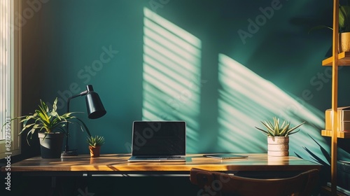 Room With Desk, Chair, and Potted Plant