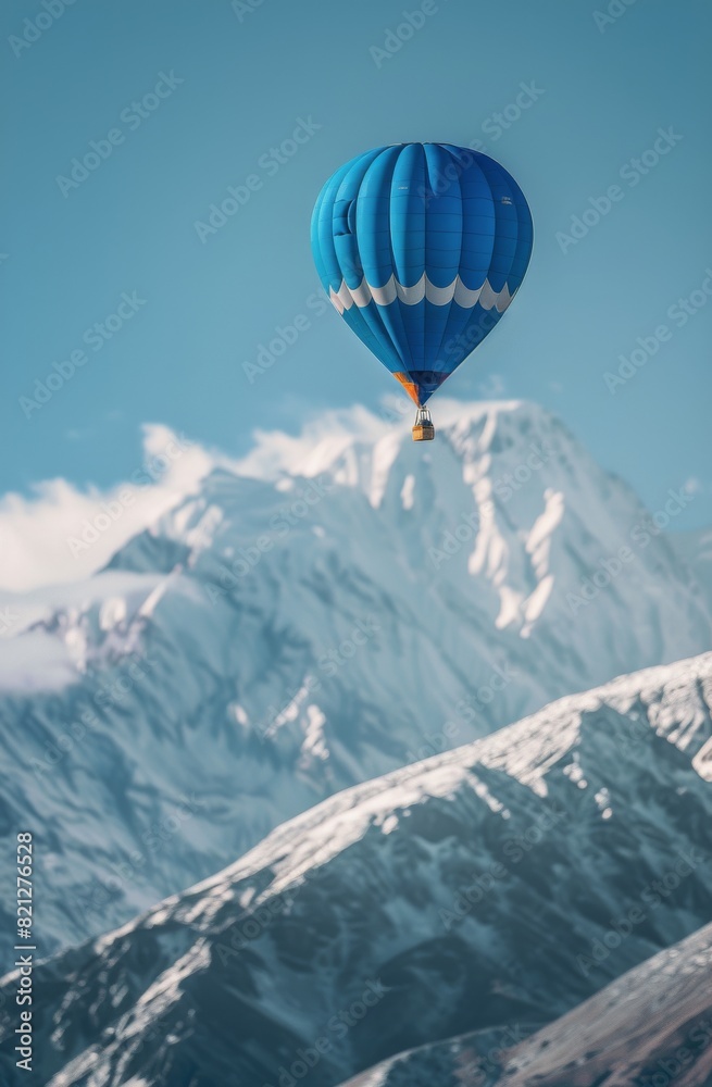 Hot Air Balloon Soaring Over Mountain Range Hot Air Balloon Soaring Over Mountain Range