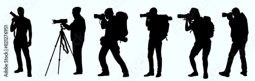 Set of photographer silhouette. 