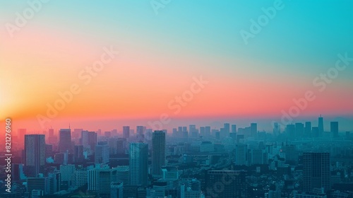 Sun Setting Over City Skyline