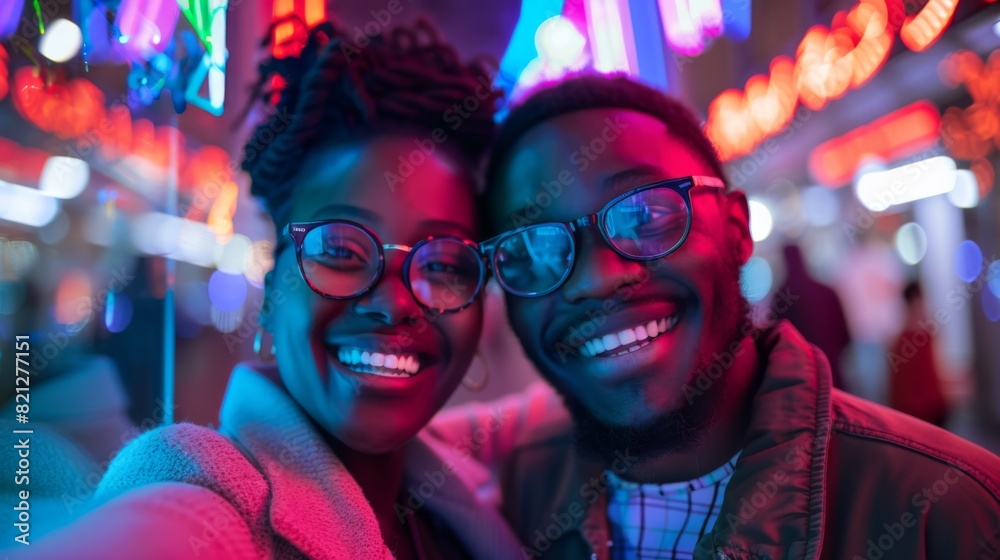 A Smiling Couple at Night
