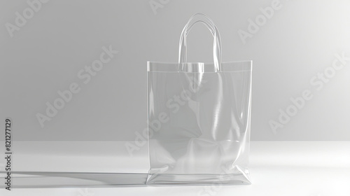 Clear Transparent Tote Bag Mockup on White Background