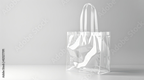 Clear Transparent Tote Bag Mockup on White Background