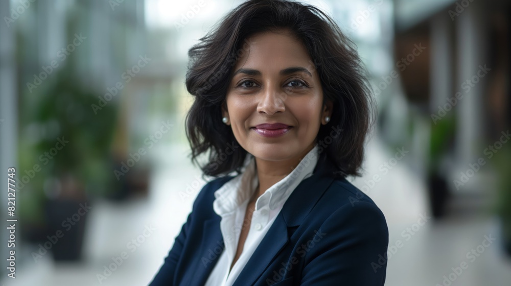 Professional South Asian Businesswoman in Modern Office Setting - Corporate Headshot for Business, Marketing, and Executive Branding