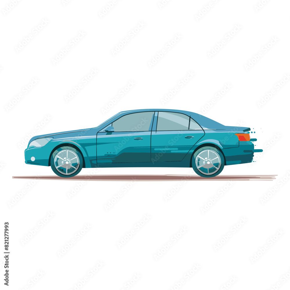 Car vector flat design with brush print and brush background