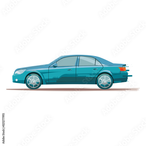 Car vector flat design with brush print and brush background