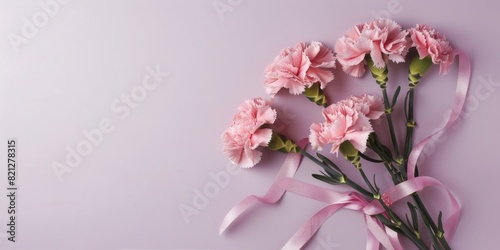 Pink Carnations Bouquet Tied With Ribbon