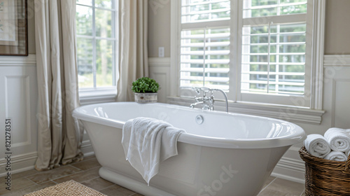 Large White Bathtub in Bathroom