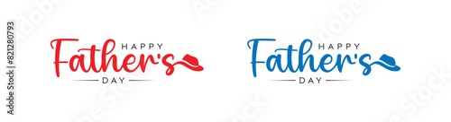 Abstract Happy Father's Day handwritten logo design, Father's Day logo with hat vector design