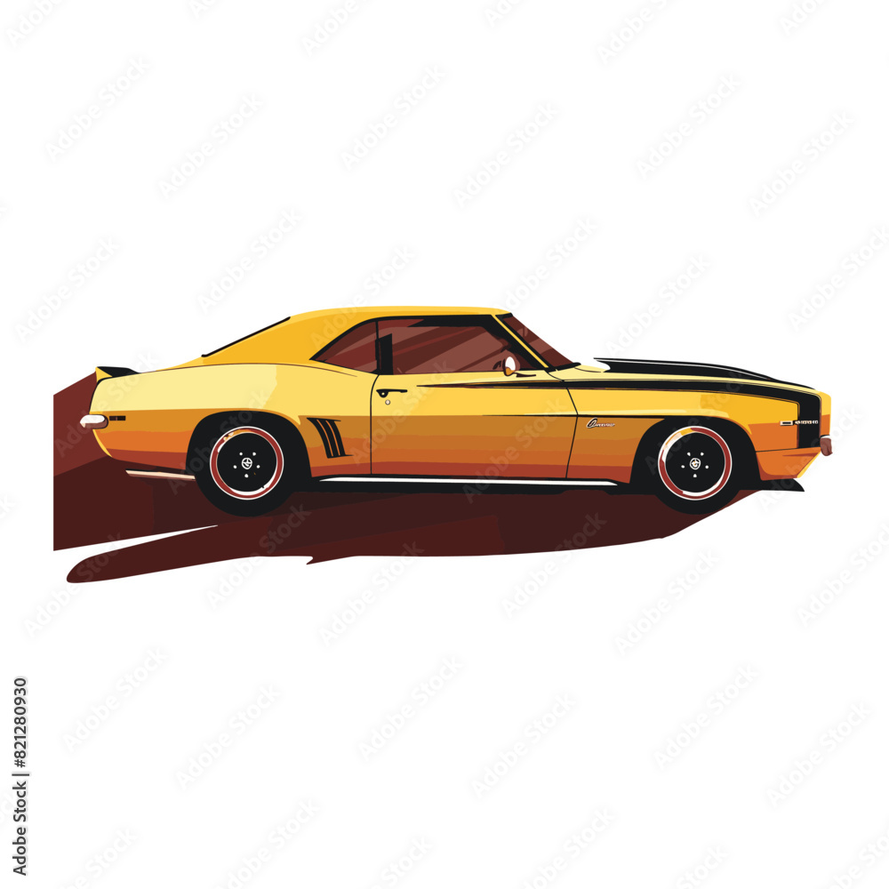 Fototapeta premium Car vector flat design with brush print and brush background