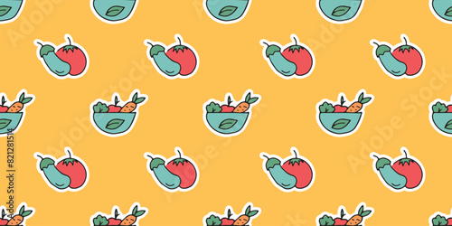 salad. vegetables. pp. diet. meal. garnish. tasty. the restaurant menu. the pattern. seamless pattern. seamless. Doodle. retro palette.