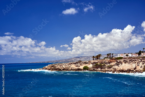 rocky coast of the Mediterranean Sea on the island of Cyprus