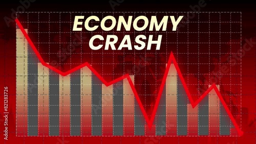 Economy Crash Concept background with red alarming colors photo