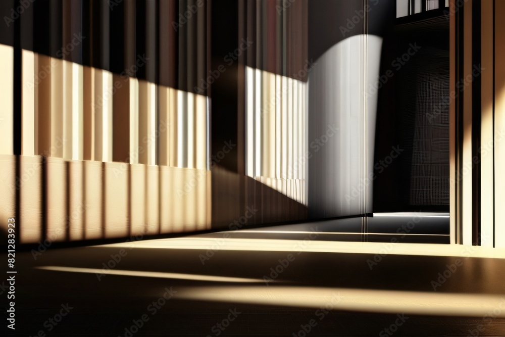Sunlit Silhouettes: Piano Pattern in Empty Room Sunlit Silhouettes: Piano Pattern in Empty Room
