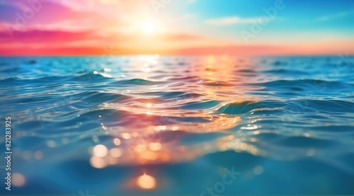 Abstract blur light on sea and ocean  clear water close up colorful background