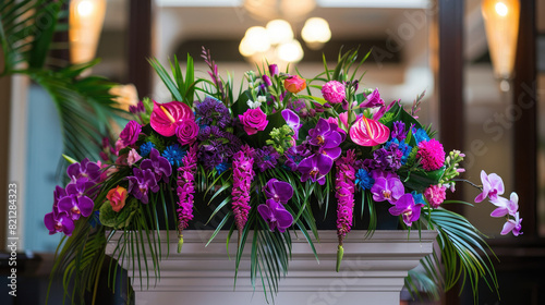 Large Floral Arrangements with Orchids and Tropical Plants