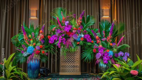 Large Floral Arrangements with Orchids and Tropical Plants