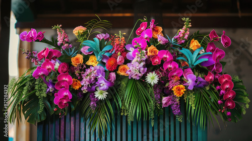 Large Floral Arrangements with Orchids and Tropical Plants