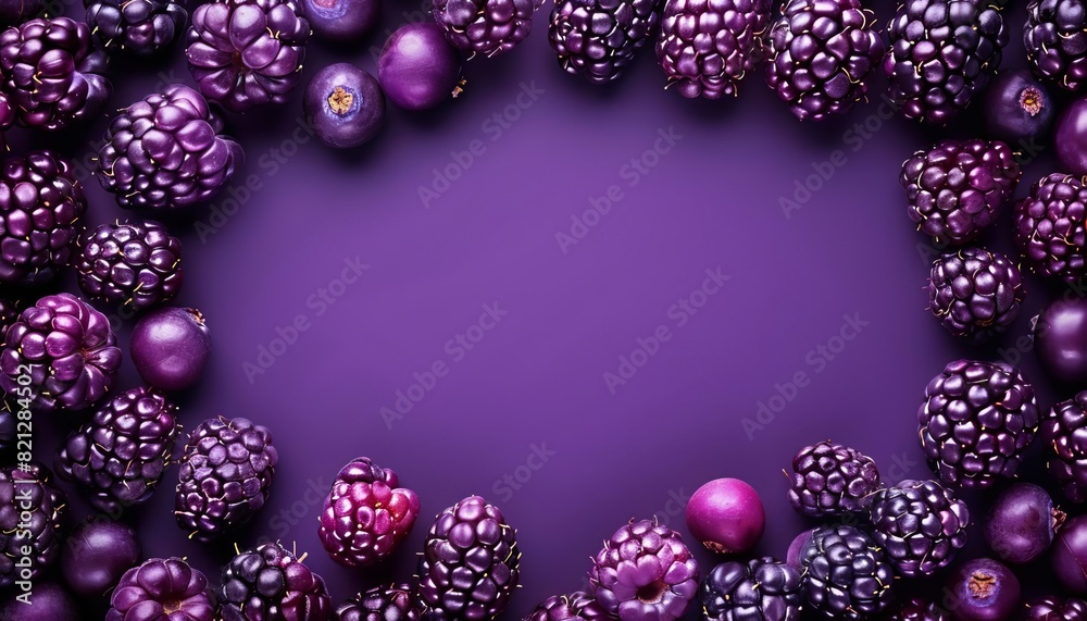 Vibrant Purple Berries with Copy Space on Purple Background Vibrant Purple Berries with Copy Space on Purple Background