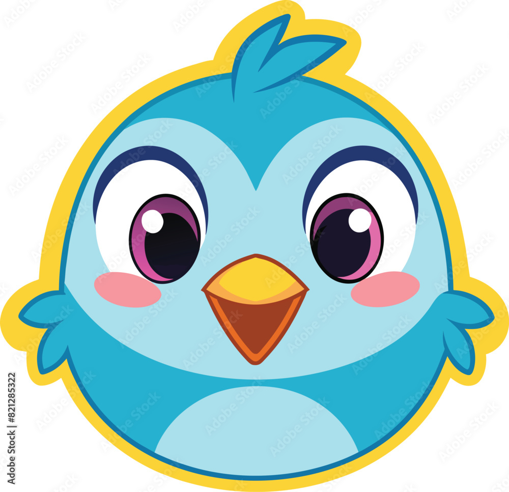 bluebird face cartoon vector illustration, happy Blue Bird Vector Illustrations