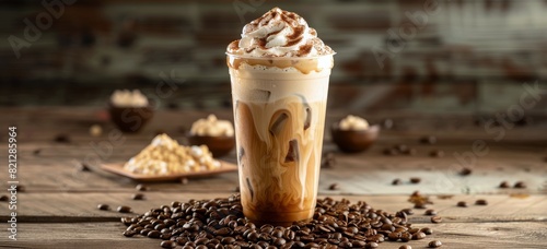 A Cup of Coffee With Whipped Cream and Coffee Beans