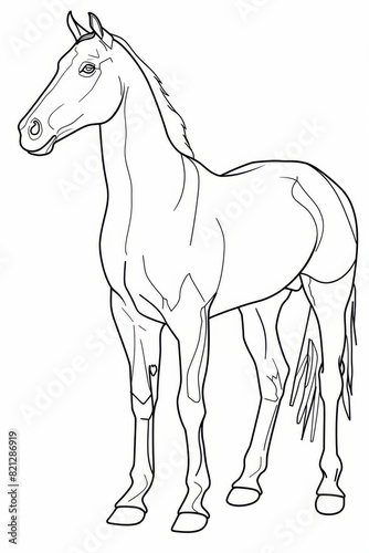 A simple drawing of a horse  in one-line drawing   black line on white background  generated with AI