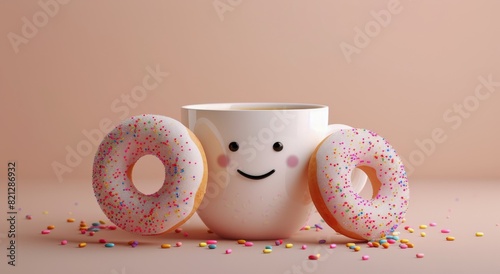 A Cup of Coffee With Sprinkles and a Doughnut