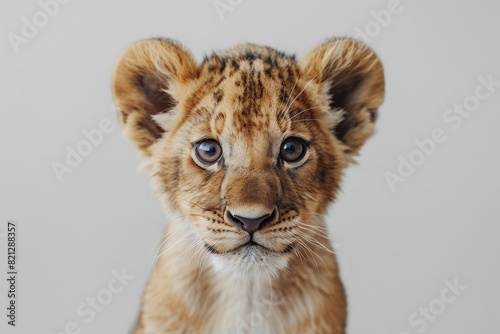 Young Lion Cub Staring at Camera