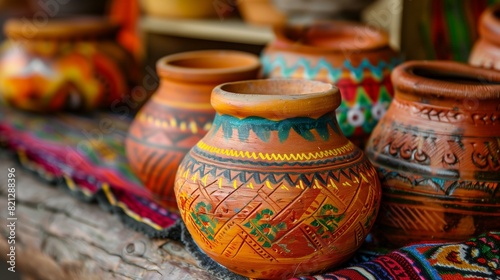 Costa rican pottery with traditional indigenous designs