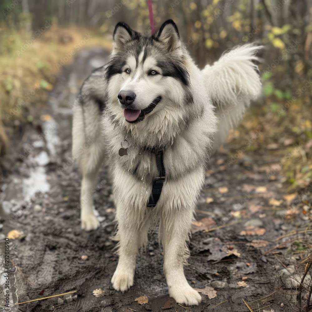 Alaskan malamute, bourne mountain, long dog hair, strong dog, eyes, temperament, generated with ai Alaskan malamute, bourne mountain, long dog hair, strong dog, eyes, temperament, generated with ai