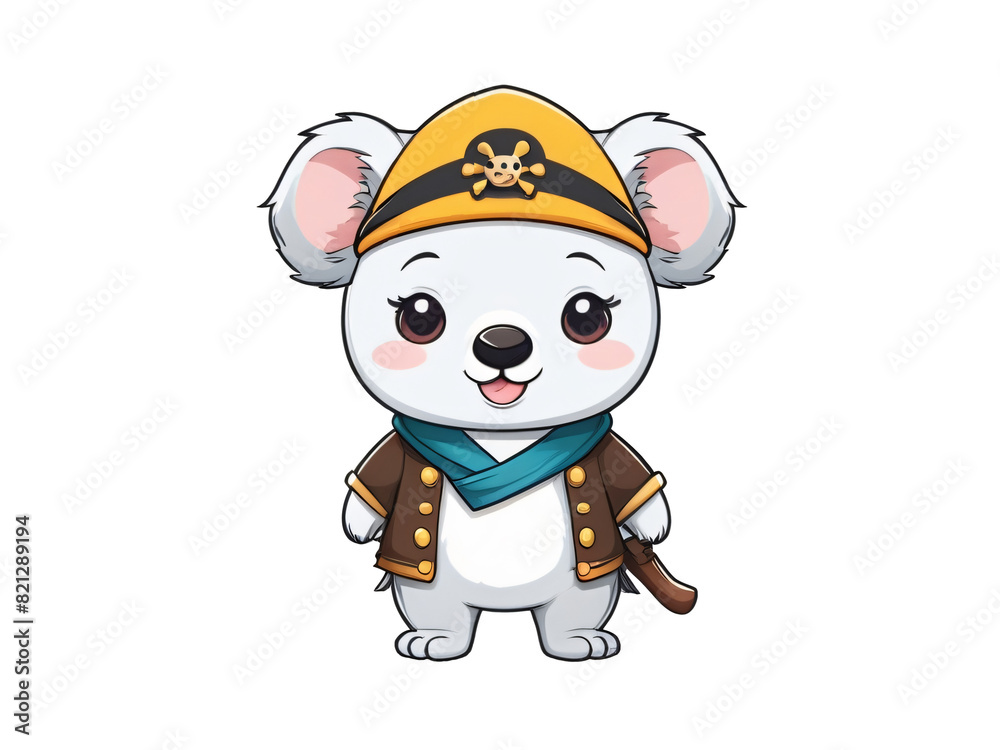 Obraz premium png stickers no background cute kawaii koala pirates
