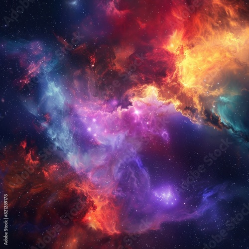 Fantastic supernova Colorful space galaxy cloud nebula scenery background. Generative AI © Leafart