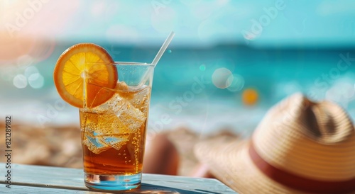Glass of Orange Juice on Wooden Table
