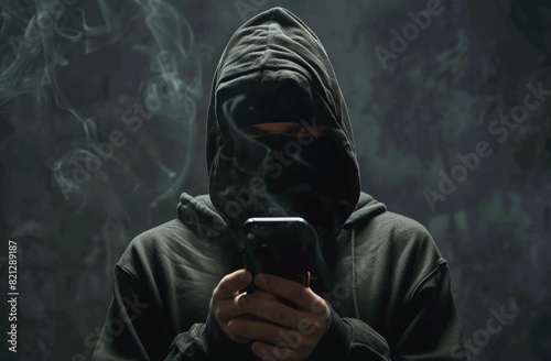 Man in Black Hoodie Using Cell Phone