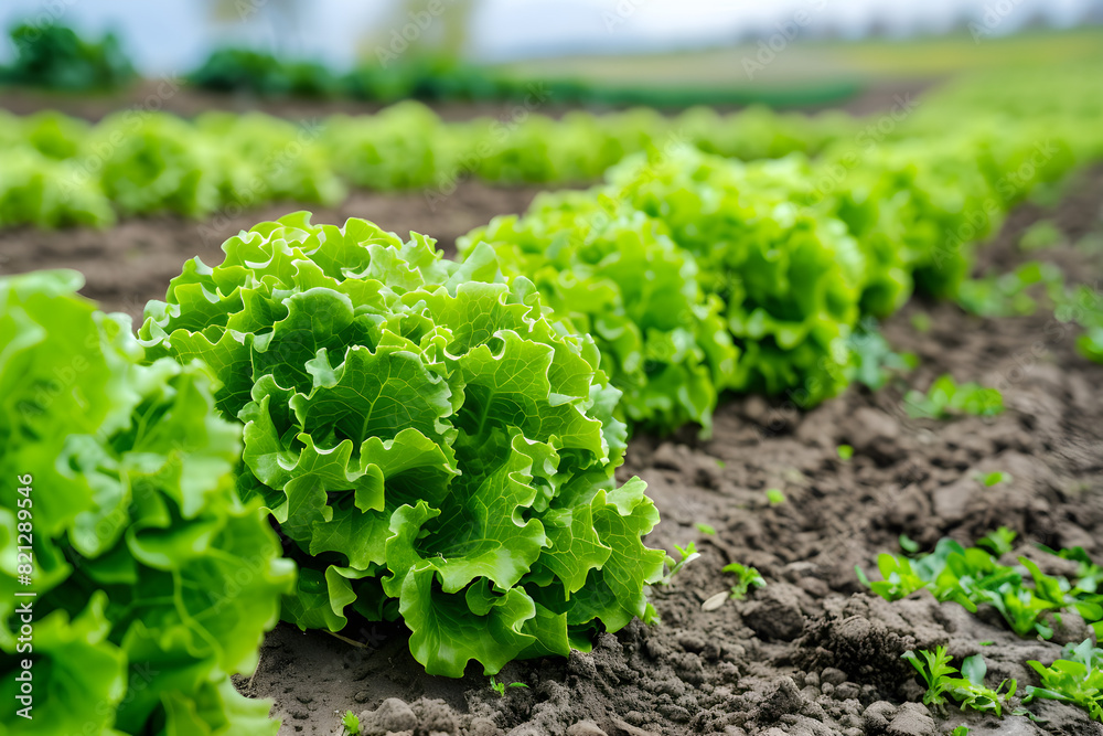 Background with a field of lettuce plantations, growing, harvesting lettuce, healthy natural food and vegetable background concept. Background with a field of lettuce plantations, growing, harvesting lettuce, healthy natural food and vegetable background concept.