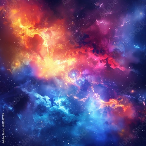 Fantastic supernova Colorful space galaxy cloud nebula scenery background. Generative AI