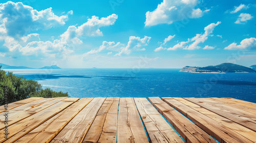 Wooden Table Overlooking Ocean