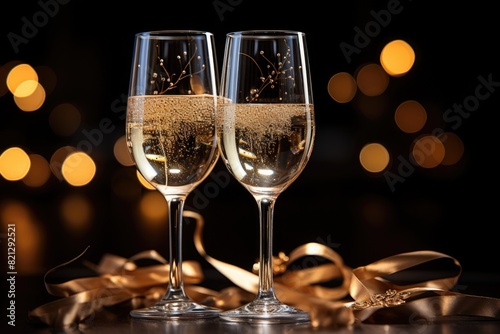 Beautiful photo of two isolated champagne cups on a white background, generative IA