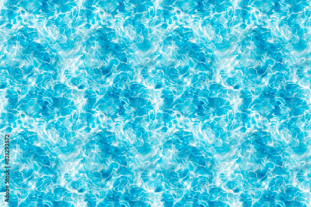 Seamless water texture pattern with blue and white reflections, ideal for decoration and tile designs. This ornament brings a refreshing and aquatic aesthetic, perfect for summer-themed decor Seamless water texture pattern with blue and white reflections, ideal for decoration and tile designs. This ornament brings a refreshing and aquatic aesthetic, perfect for summer-themed decor