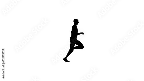 Animation with a man running on the white background (seamless loop)