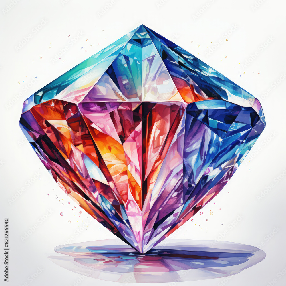 Watercolor Abstract Diamond Illustration, Generative Ai Watercolor Abstract Diamond Illustration, Generative Ai