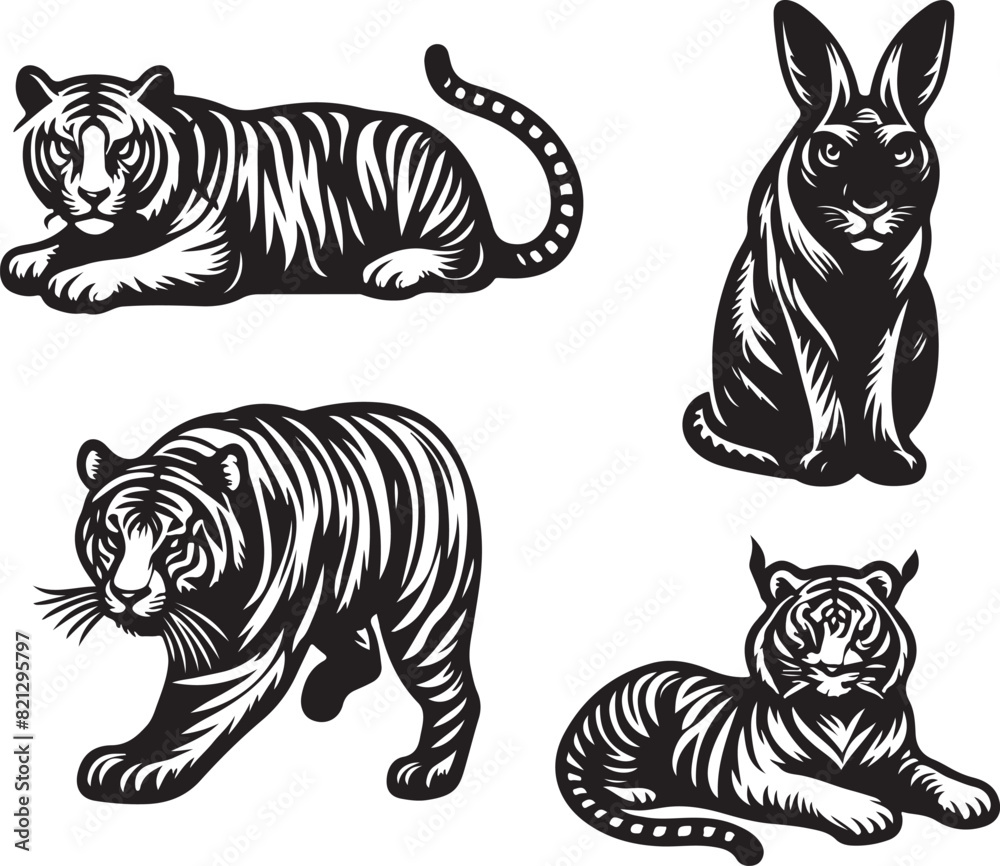 Obraz premium tiger bundle vector